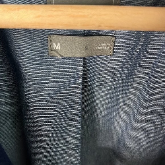 WOMEN’S Gap Navy Moto Jacket Textured Tweed Size Medium - Picture 7 of 12